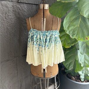 Free people Floral Blue and Cream Women's Top